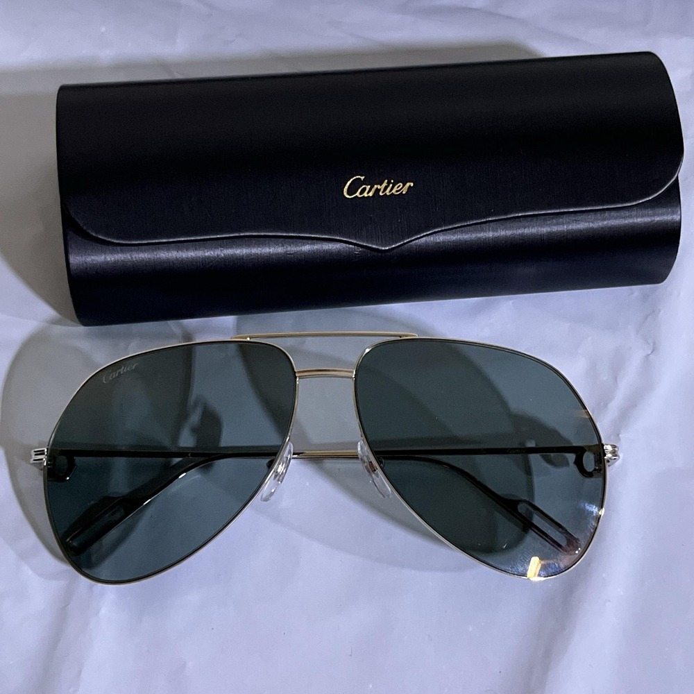 Cartier Sunglasses Mens Gold Gray Aviator Metal CT0110S 008 Made In France